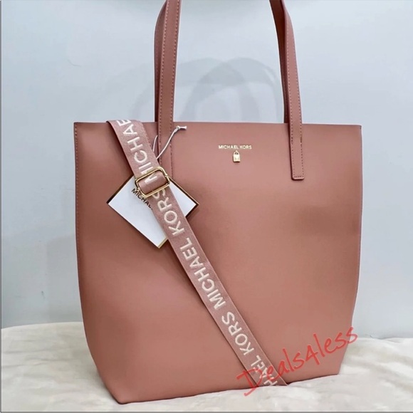 Michael Kors Tote Bag Purse Blush Gold Large Shoulder Bag Shopper Crossbody NEW - Picture 3 of 9